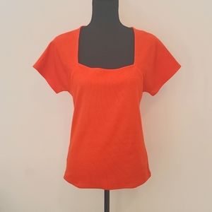 LOFT Outlet Women's Short Sleeve Shirt, Color: Orange, Size: Large